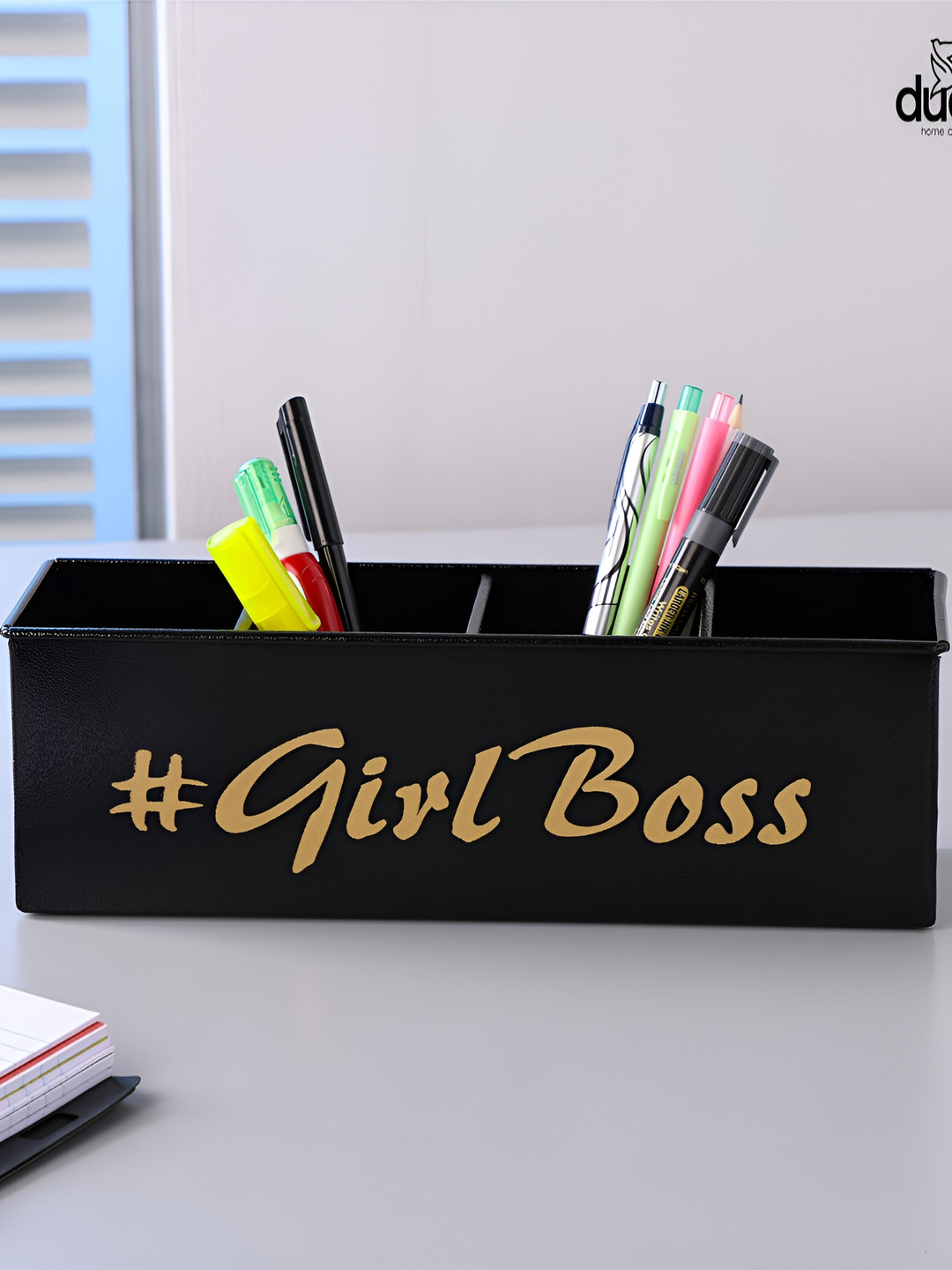 dudki Black Resistant Desk Organiser With 4 Compartments