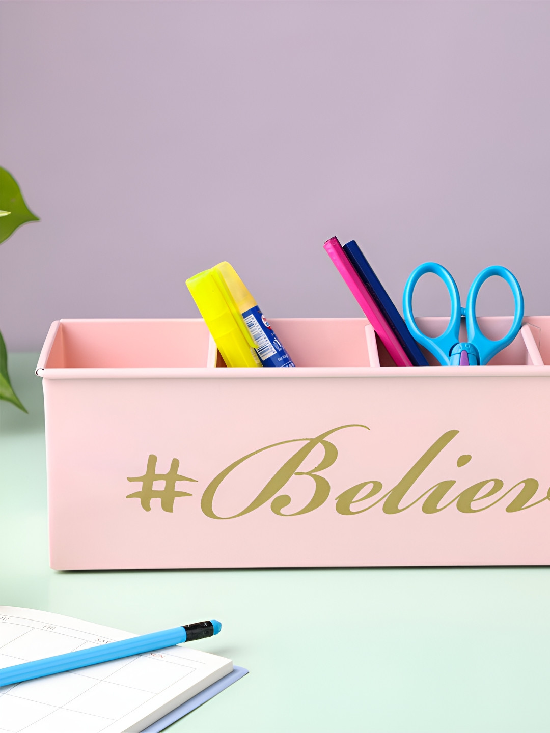 dudki Pink Crack Resistant Desk Organiser Organisers With 4 Compartments