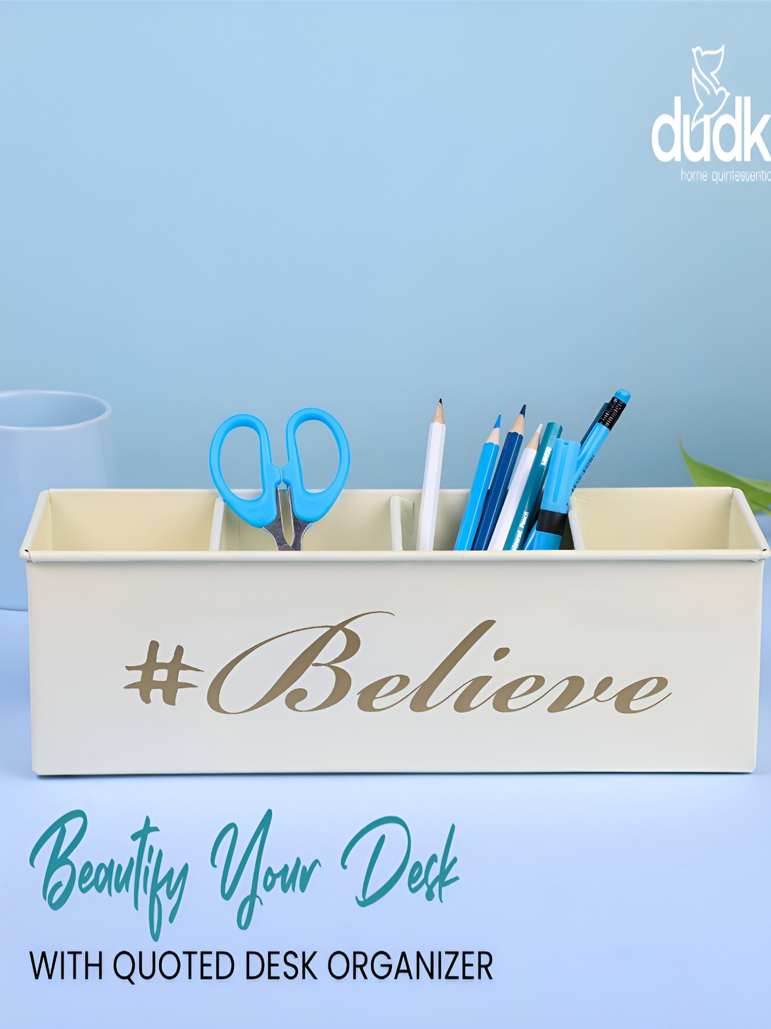 dudki Off White Resistant Desk Organiser With 4 Compartments