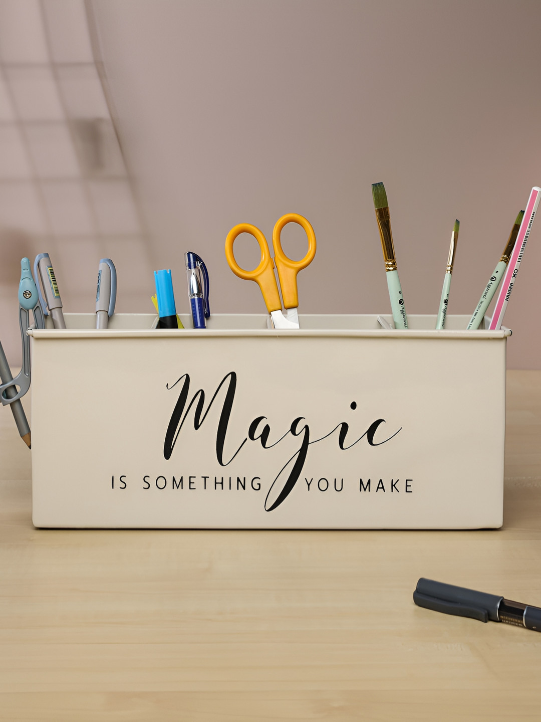 dudki Beige Crack Resistant Desk Organiser