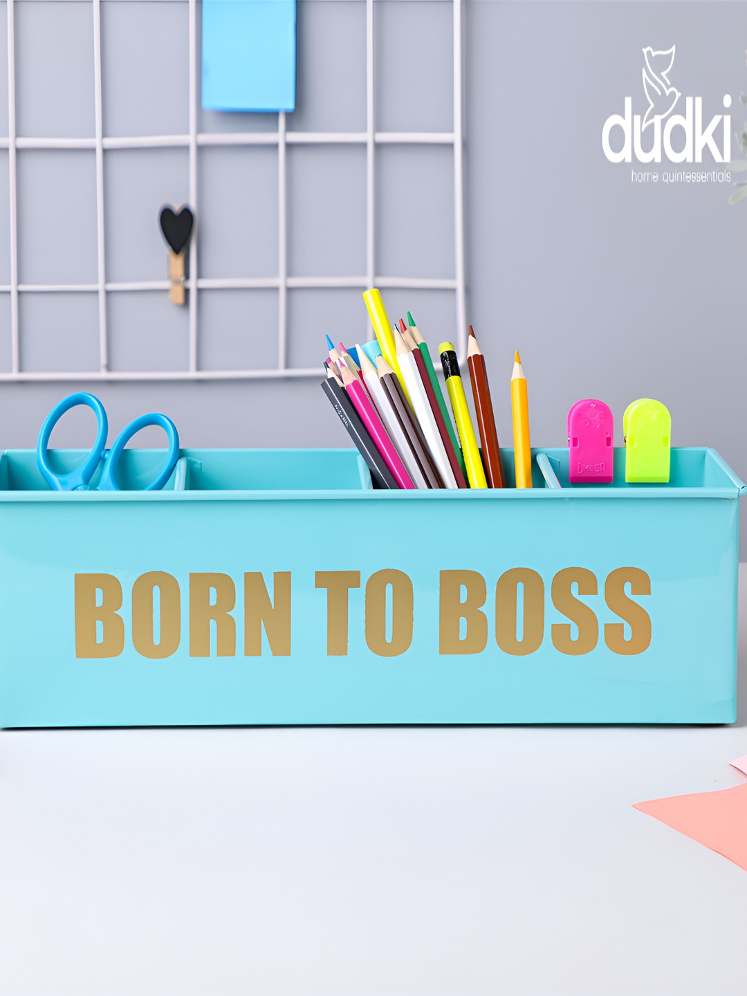 dudki Blue Resistant Desk Organiser With 4 Compartments