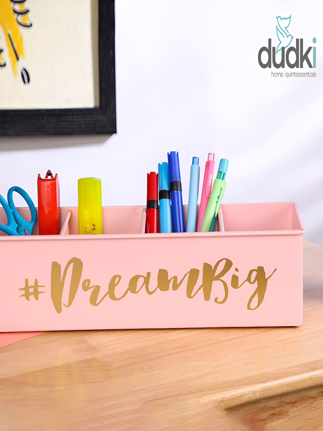 dudki Pink Crack Resistant Desk Organiser