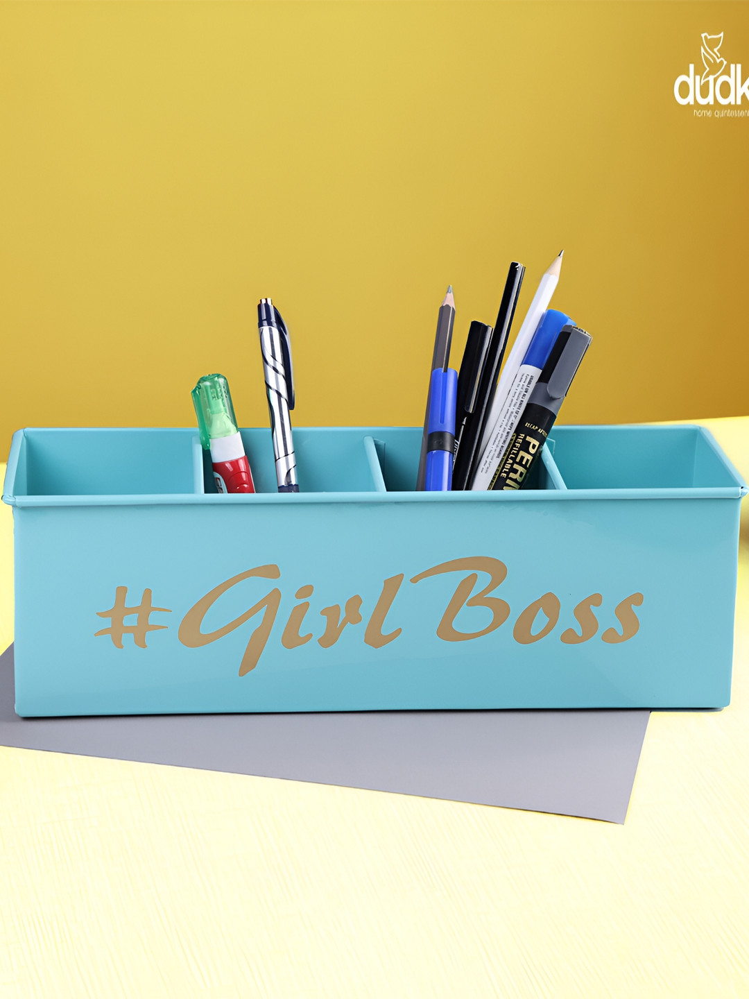 dudki Blue Resistant Desk Organiser With 4 Compartments