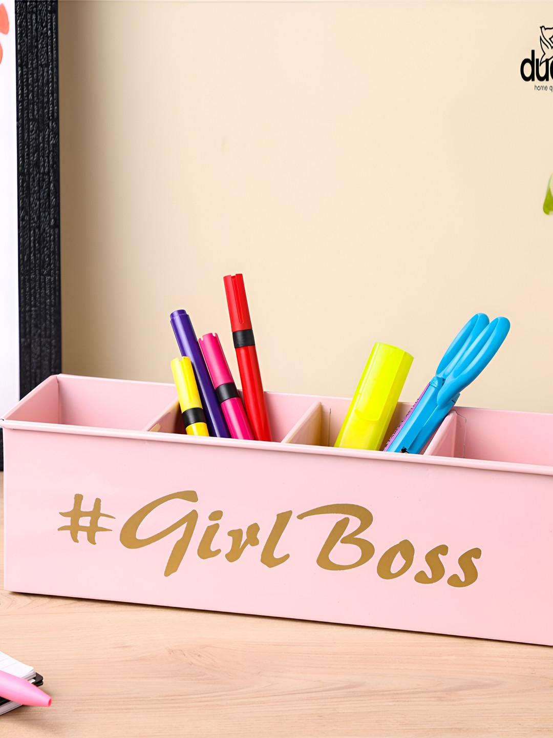 dudki Pink Crack Resistant Desk Organiser Organisers With 4 Compartments