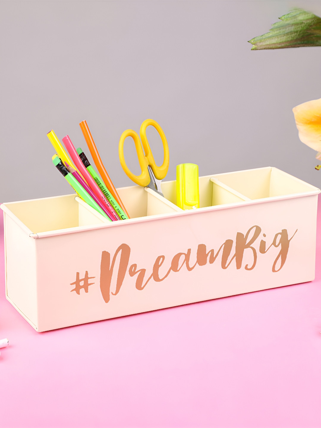 dudki Off White Resistant Desk Organiser With 4 Compartments