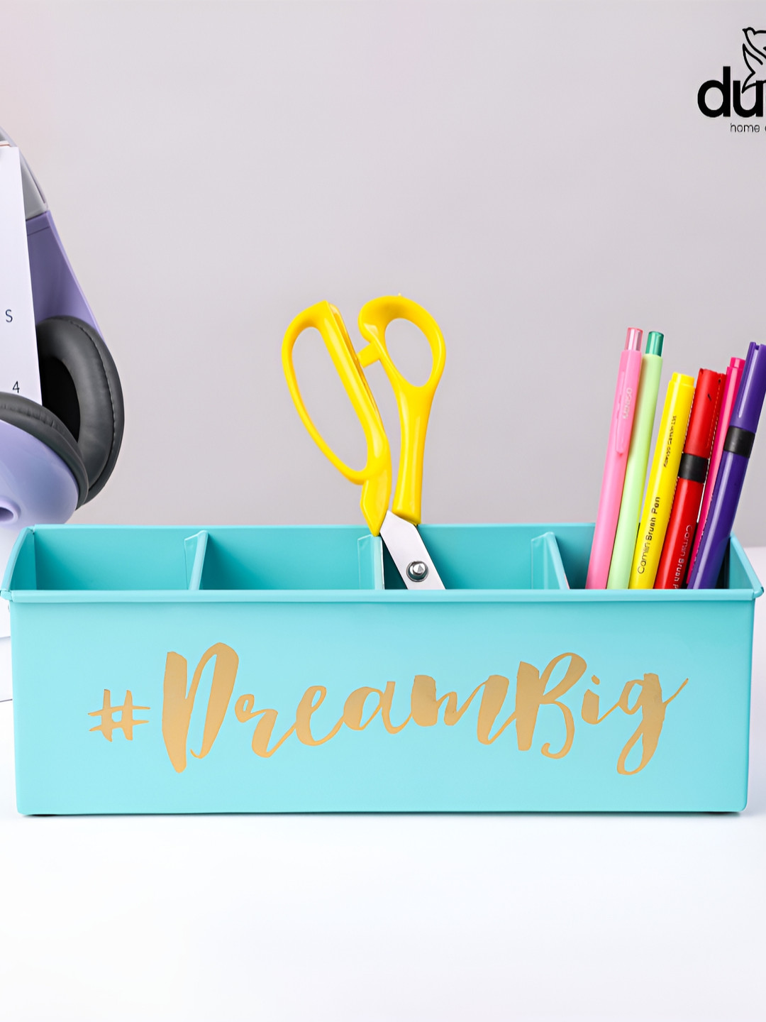 dudki Blue Resistant Desk Organiser With 4 Compartments