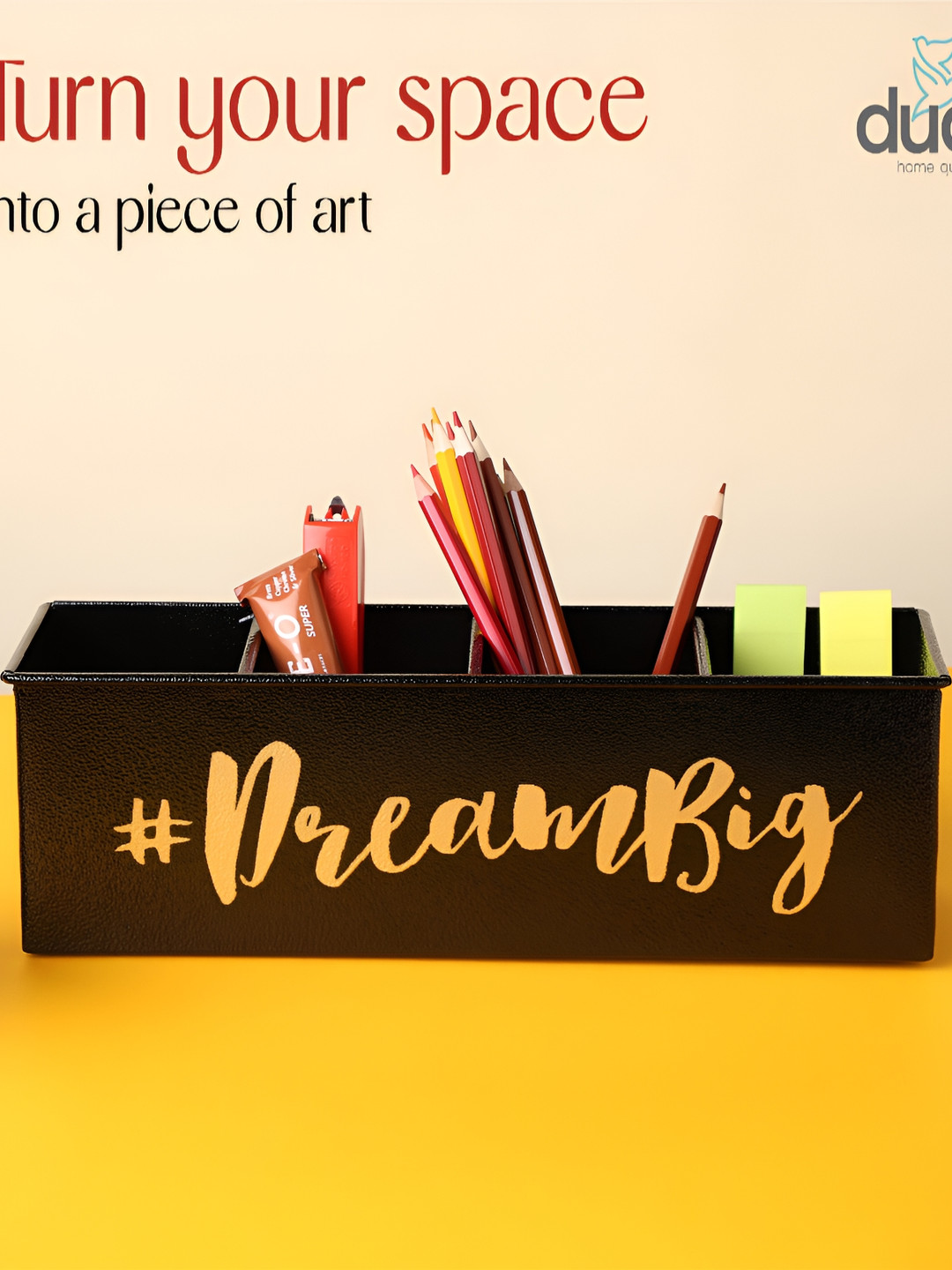 dudki Black Resistant Desk Organiser With 4 Compartments