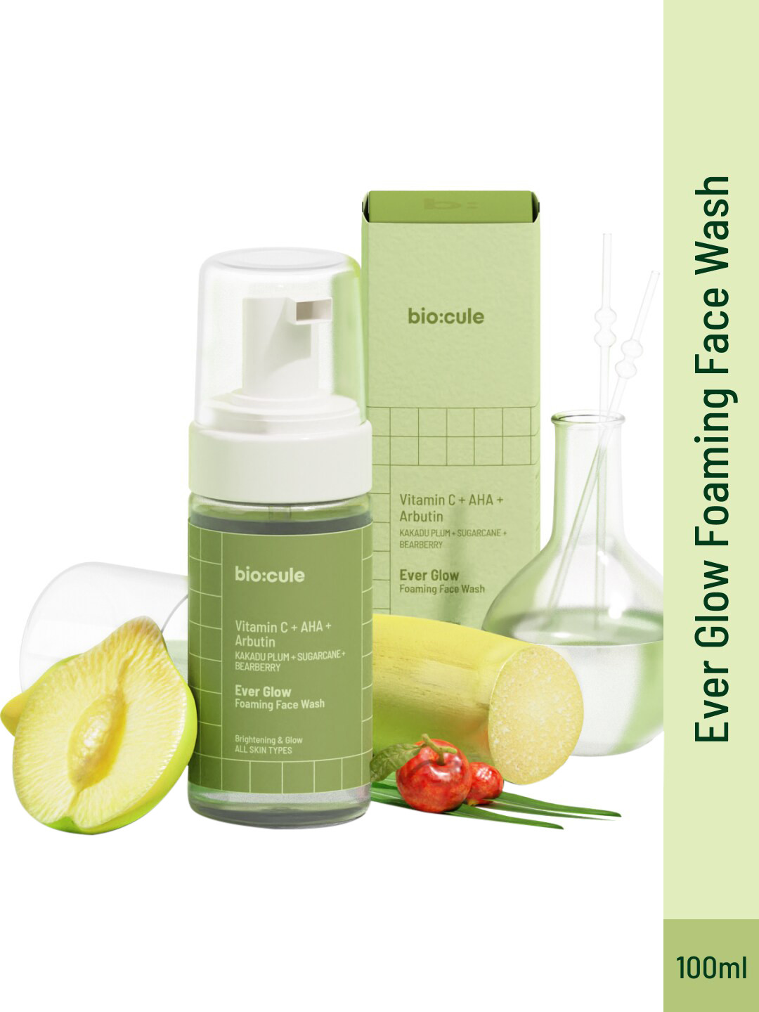 biocule Vitamin C + AHA + Arbutin Ever Glow Foaming Face Wash - 100 ml