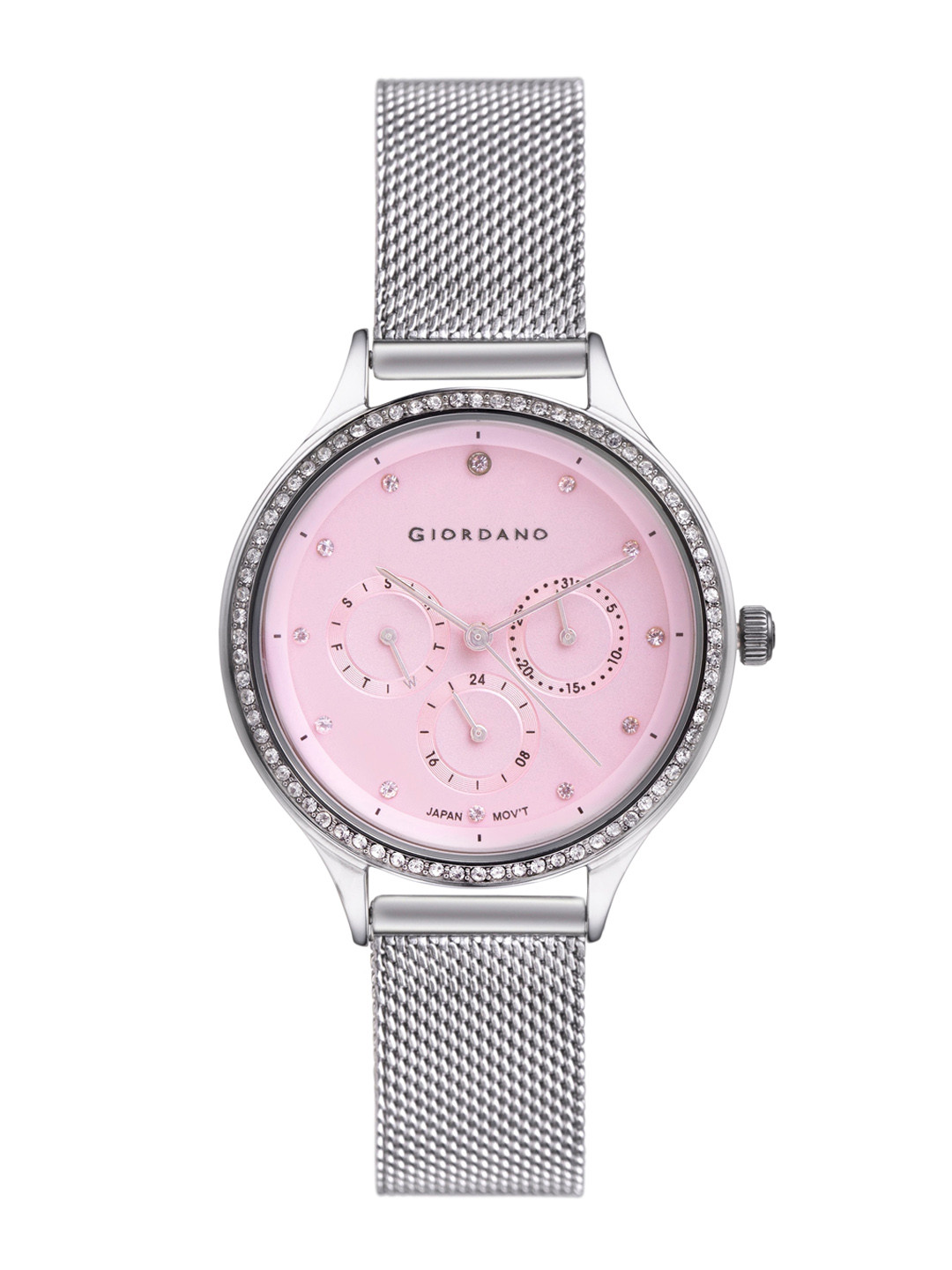 GIORDANO Women Embellished Dial Mesh Metal Straps Analogue Watch GD-2029-01