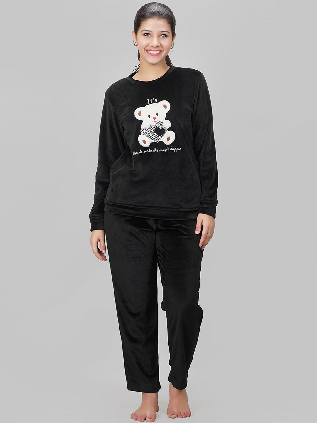 Black fleece online pyjamas