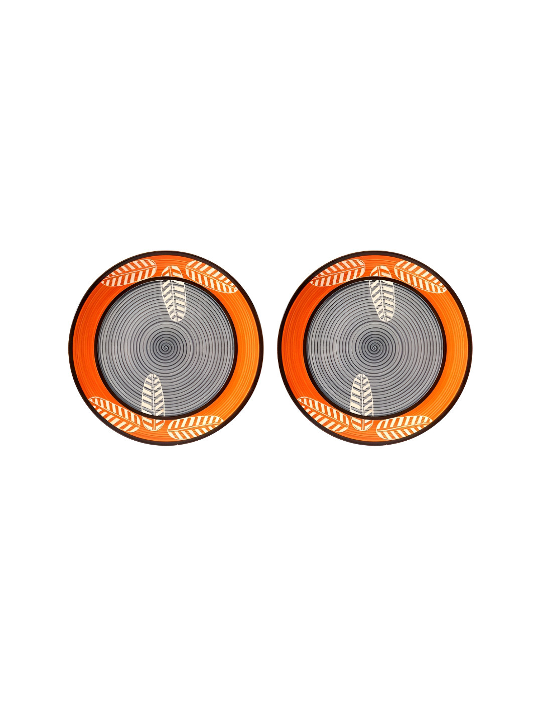 caffeine Orange 2Pieces Printed Ceramic Glossy Dinnerware