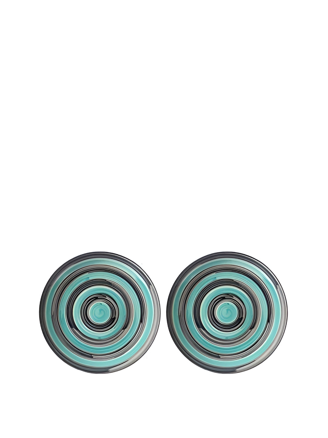 caffeine Grey & Green 2 Pieces Printed Ceramic Teal Illusion Dinner Plates