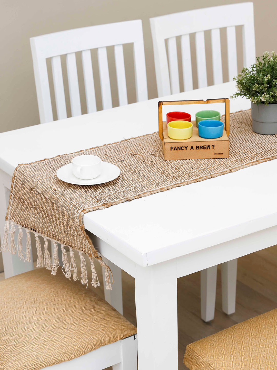 Ariana Beige Textured 6 Seater Jute Table Runner