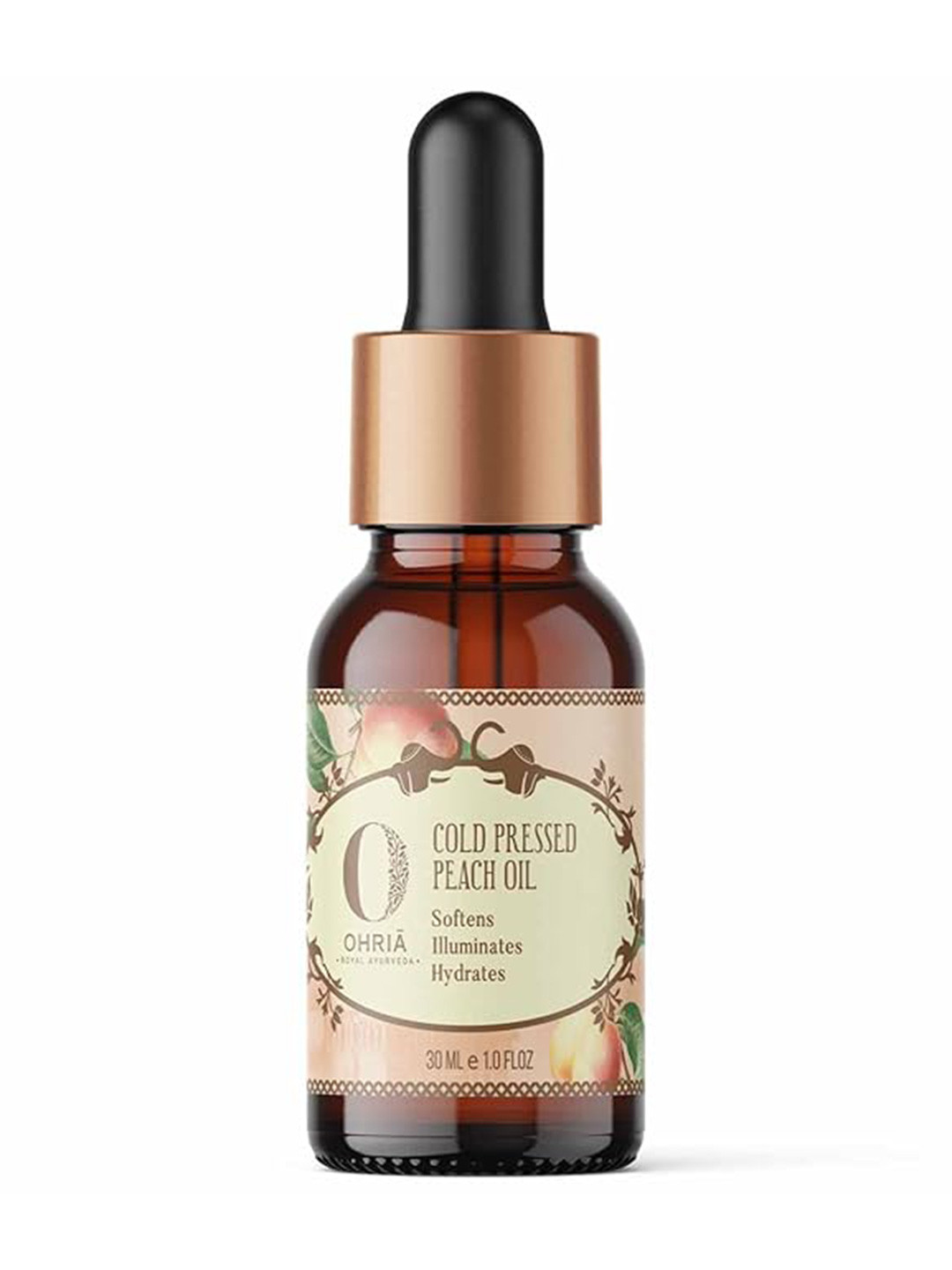OHRIA AYURVEDA Cold Pressed Peach Oil for Soften, Illuminate & Hydrate Skin - 30ml