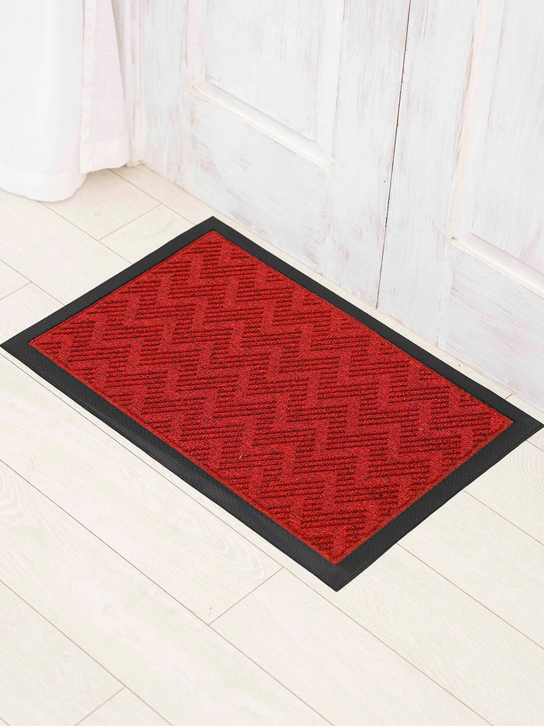 Ariana Red Textured Anti-Skid Doormat