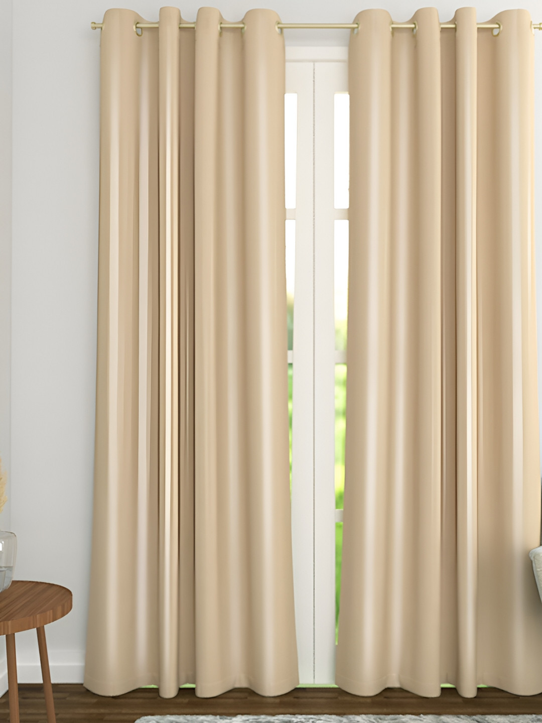 THE CONVERSION Beige Plain Eyelet 1 Pieces Door Curtain