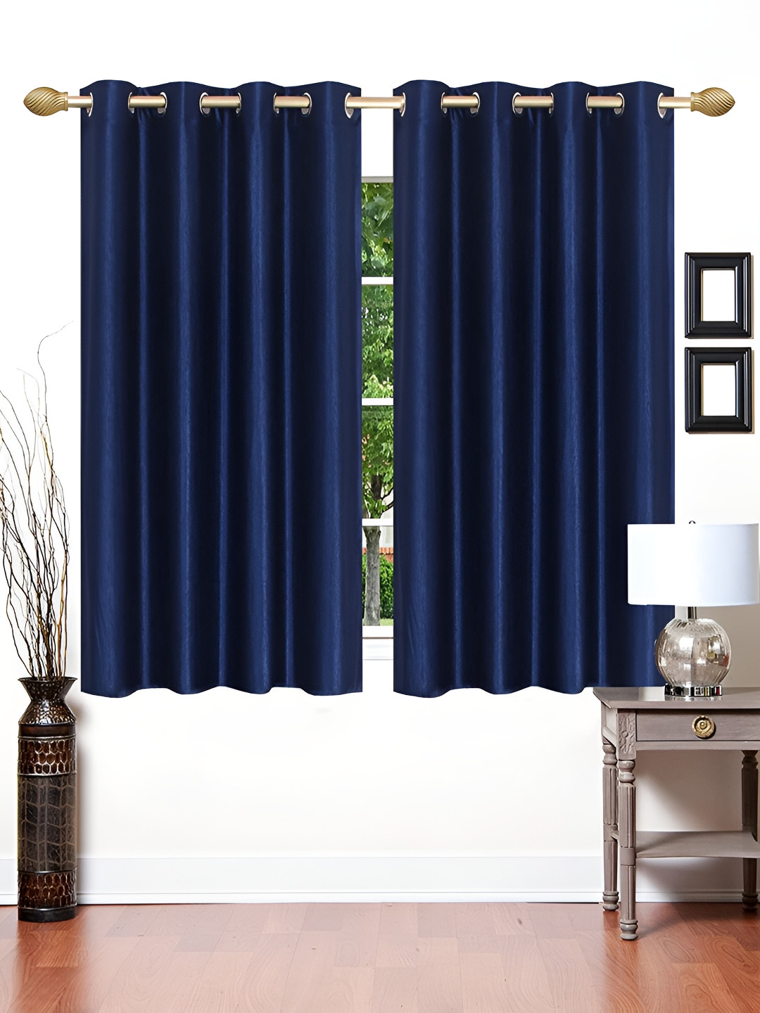 THE CONVERSION Blue 2 Pieces Sheer Window Curtains