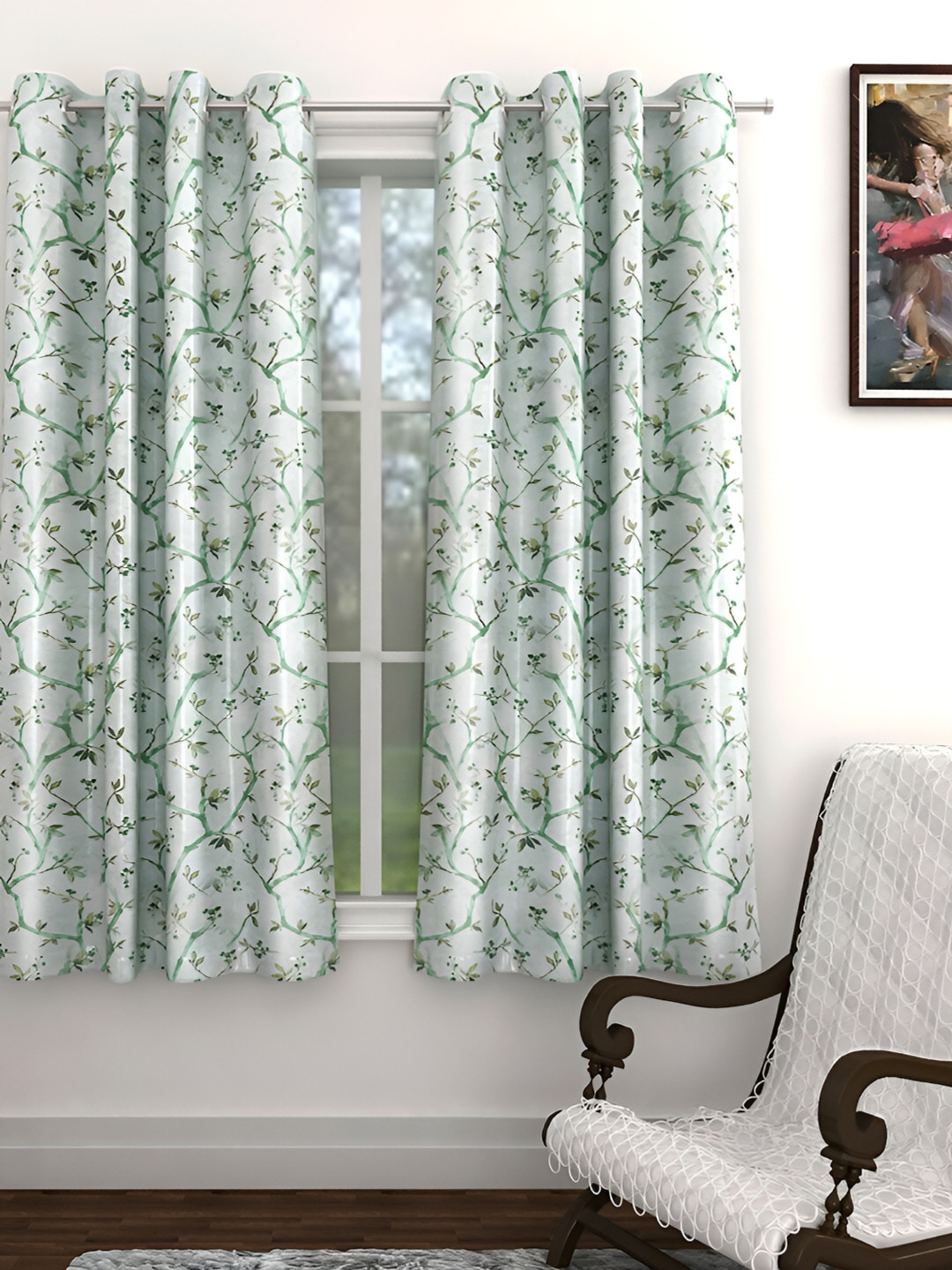 THE CONVERSION Green Floral Window Curtain