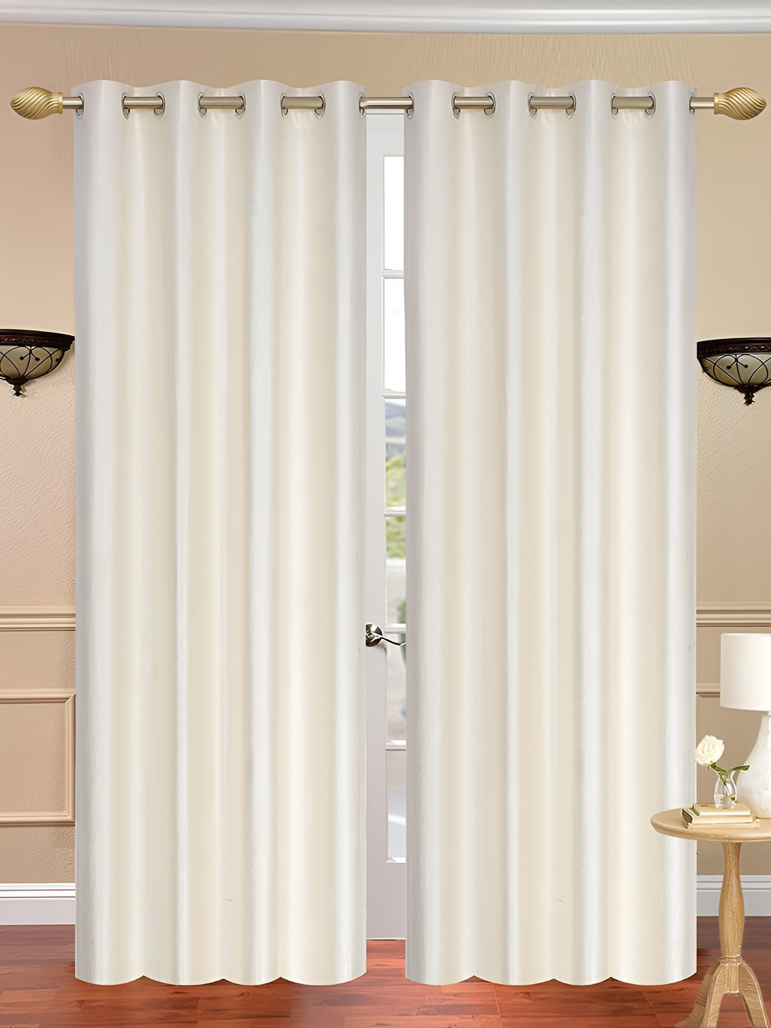 THE CONVERSION Cream 2 Pieces Long Door Curtains