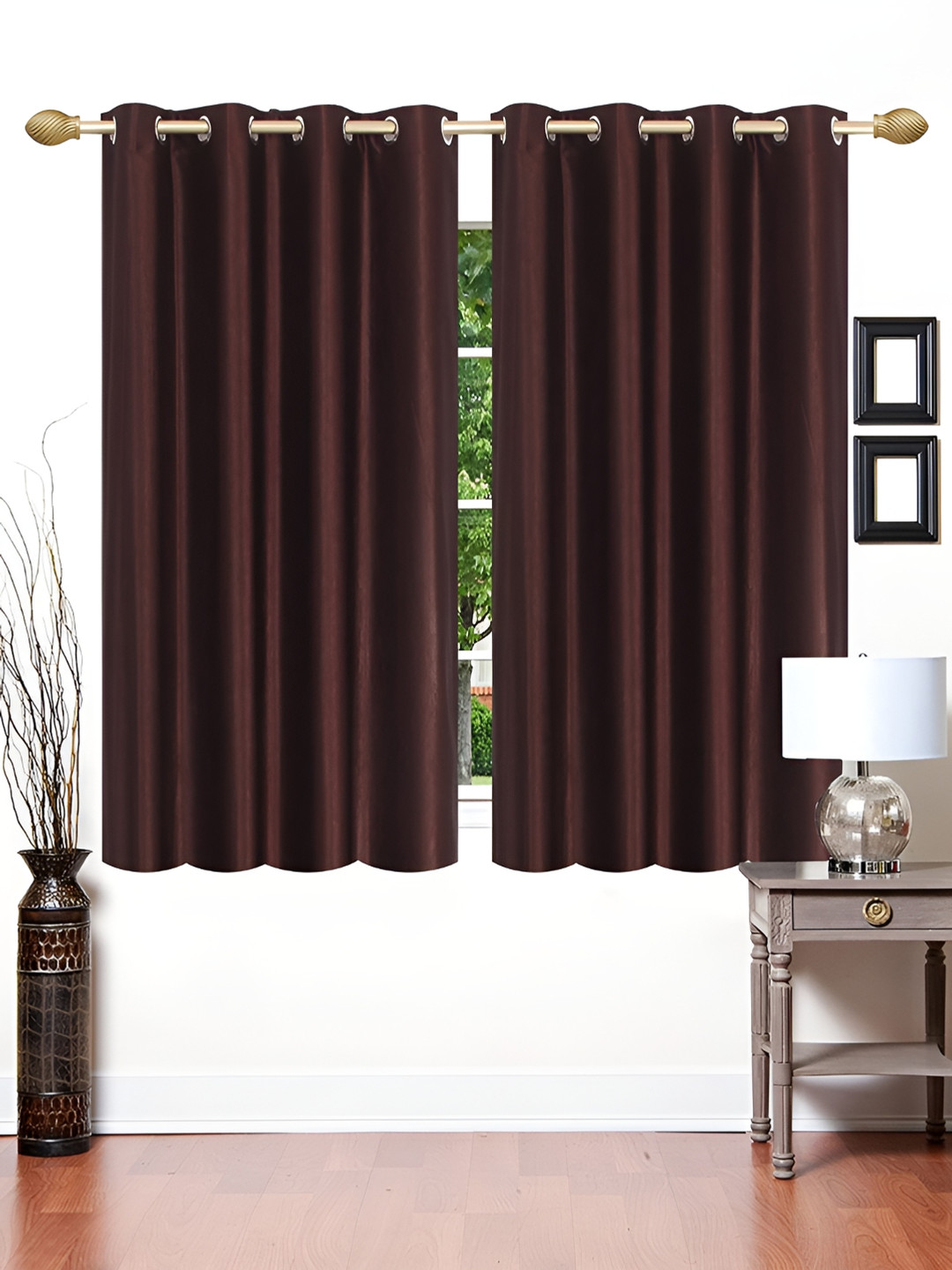 THE CONVERSION Brown 2 Pieces Window Curtain