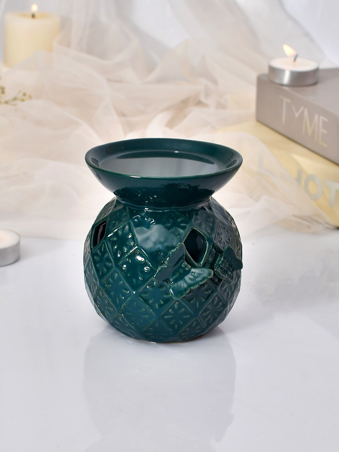 TAYHAA Teal Ceramic Zen Shape Aroma Oil Diffuser