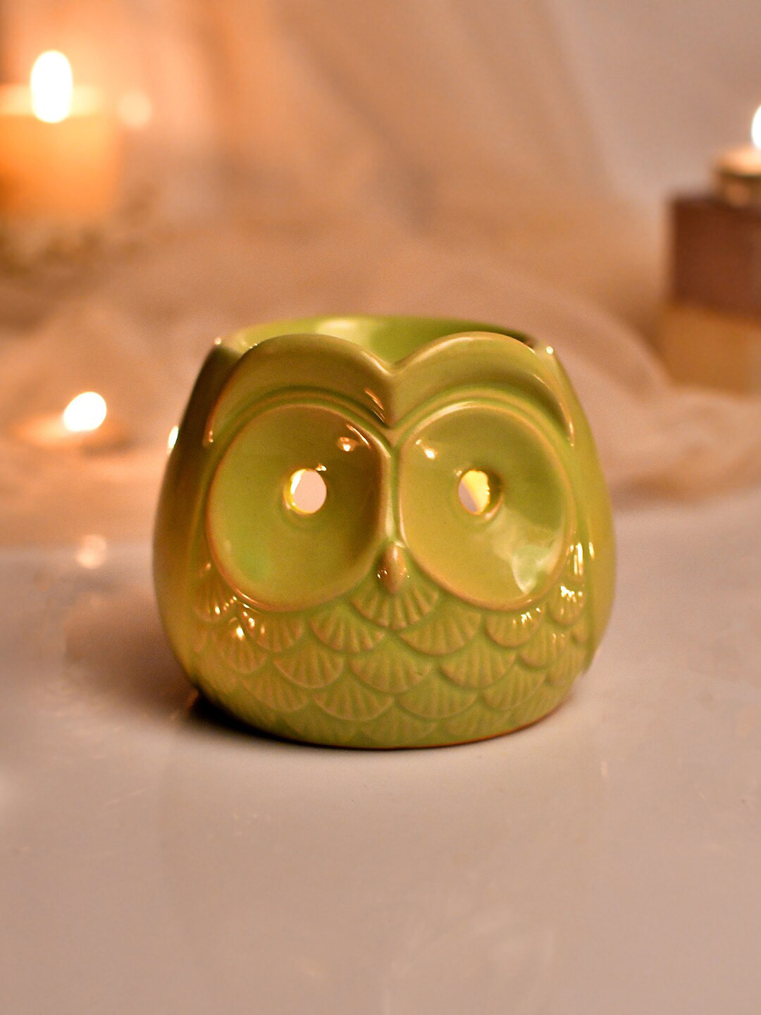 TAYHAA Green Ceramic Owl Shape Aroma Oil Diffusers