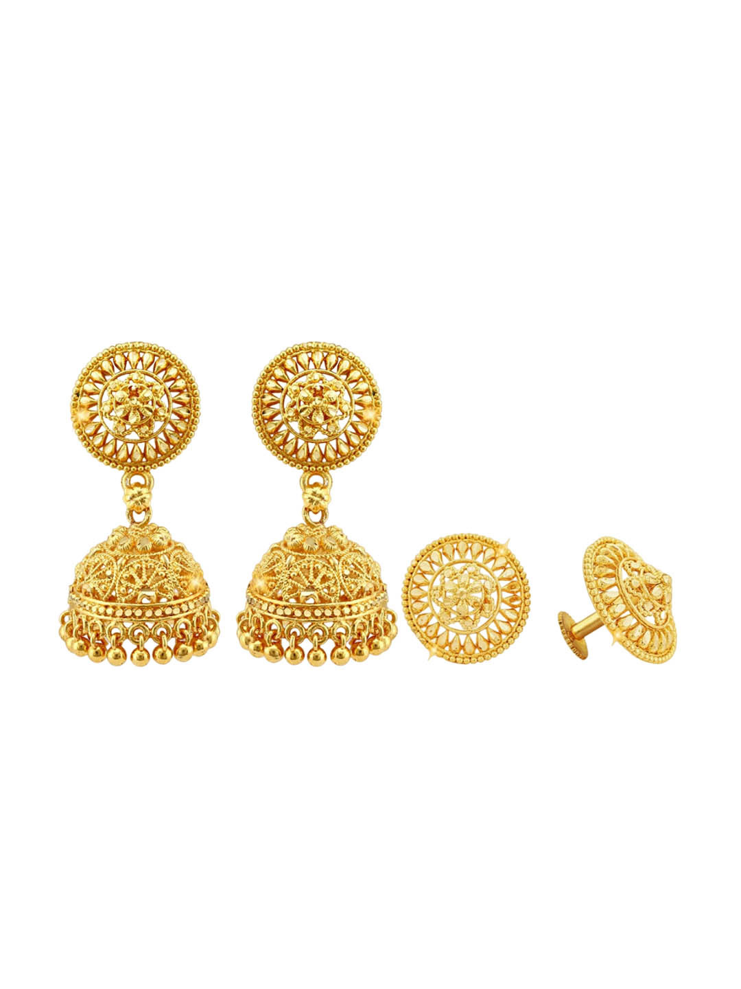 Vighnaharta Gold-Plated Dome-Shaped Detachable Jhumkas