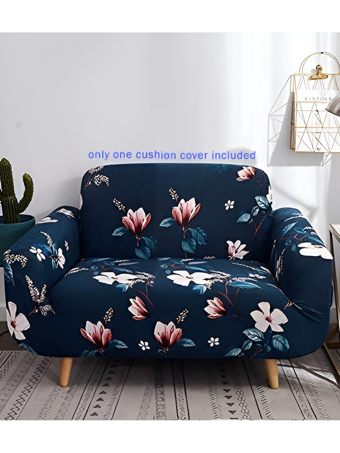 TONY STARK Blue Lotus 1 Seater Sofa Cover With Arms