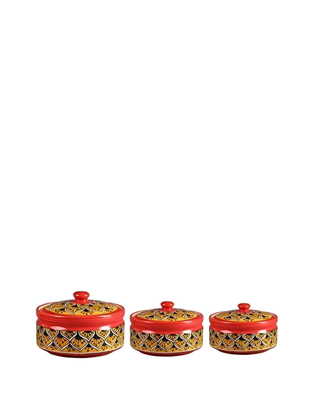 caffeine Orange 3Pieces Ceramic Serving Casserole
