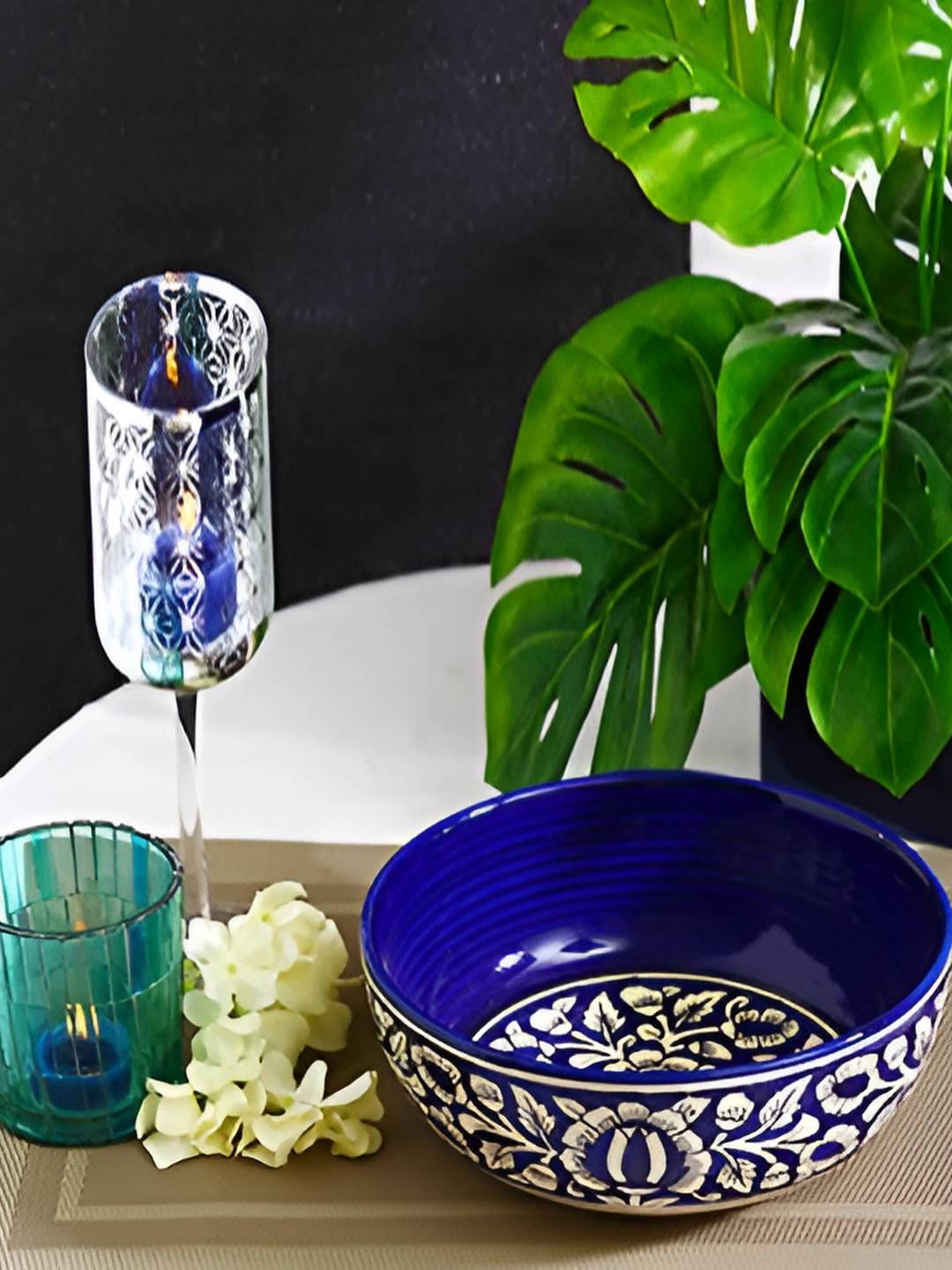 caffeine Blue 3Pieces Ceramic Serving Casserole
