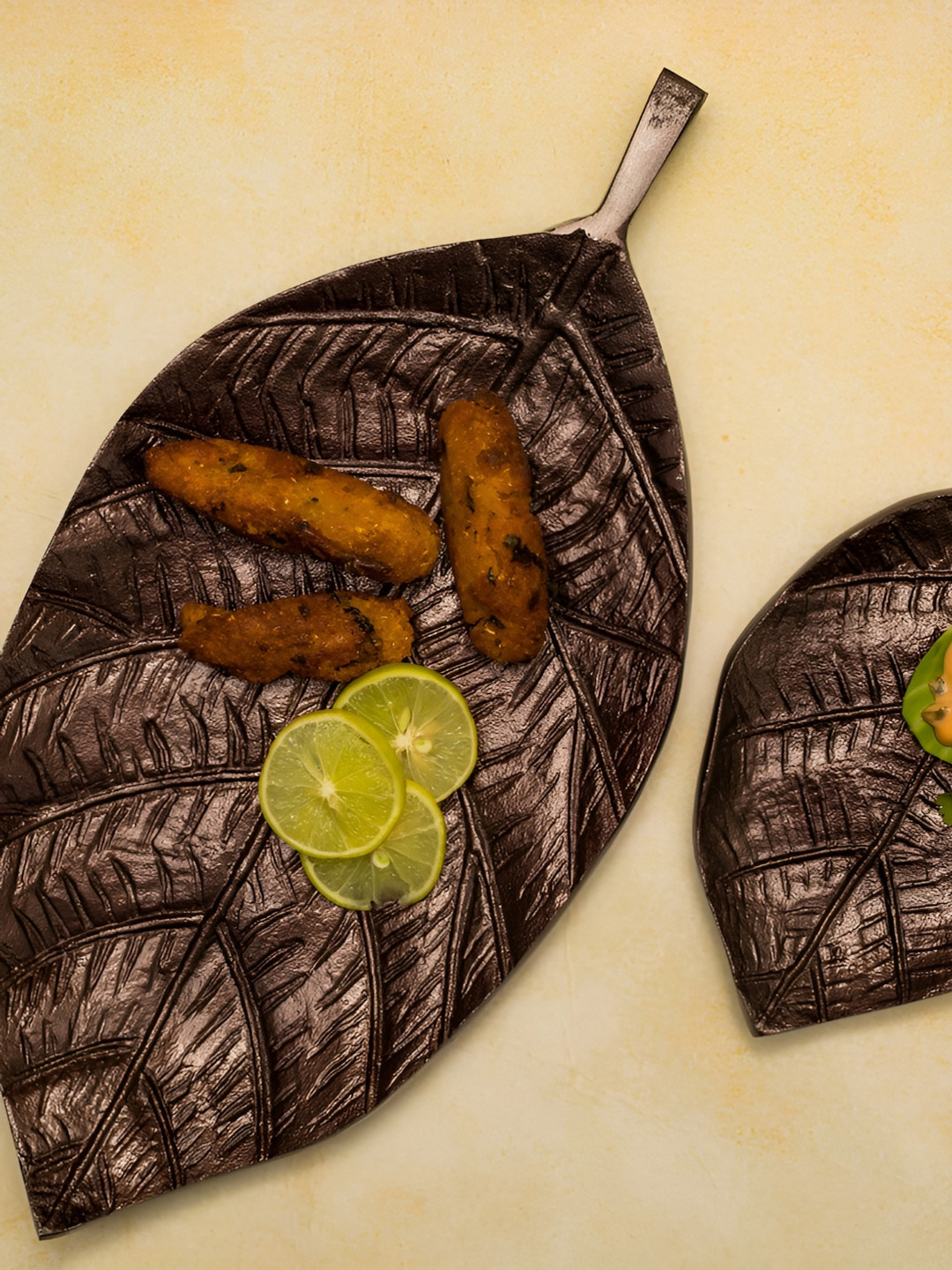 Manor House Copper-Toned 2 Pieces Stainless Steel Easy to Clean Food Platter Serveware