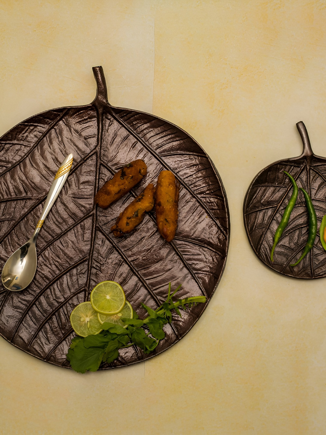 Manor House Copper-Toned 2 Pieces Stainless Steel  Easy to Clean Food Platter Serveware