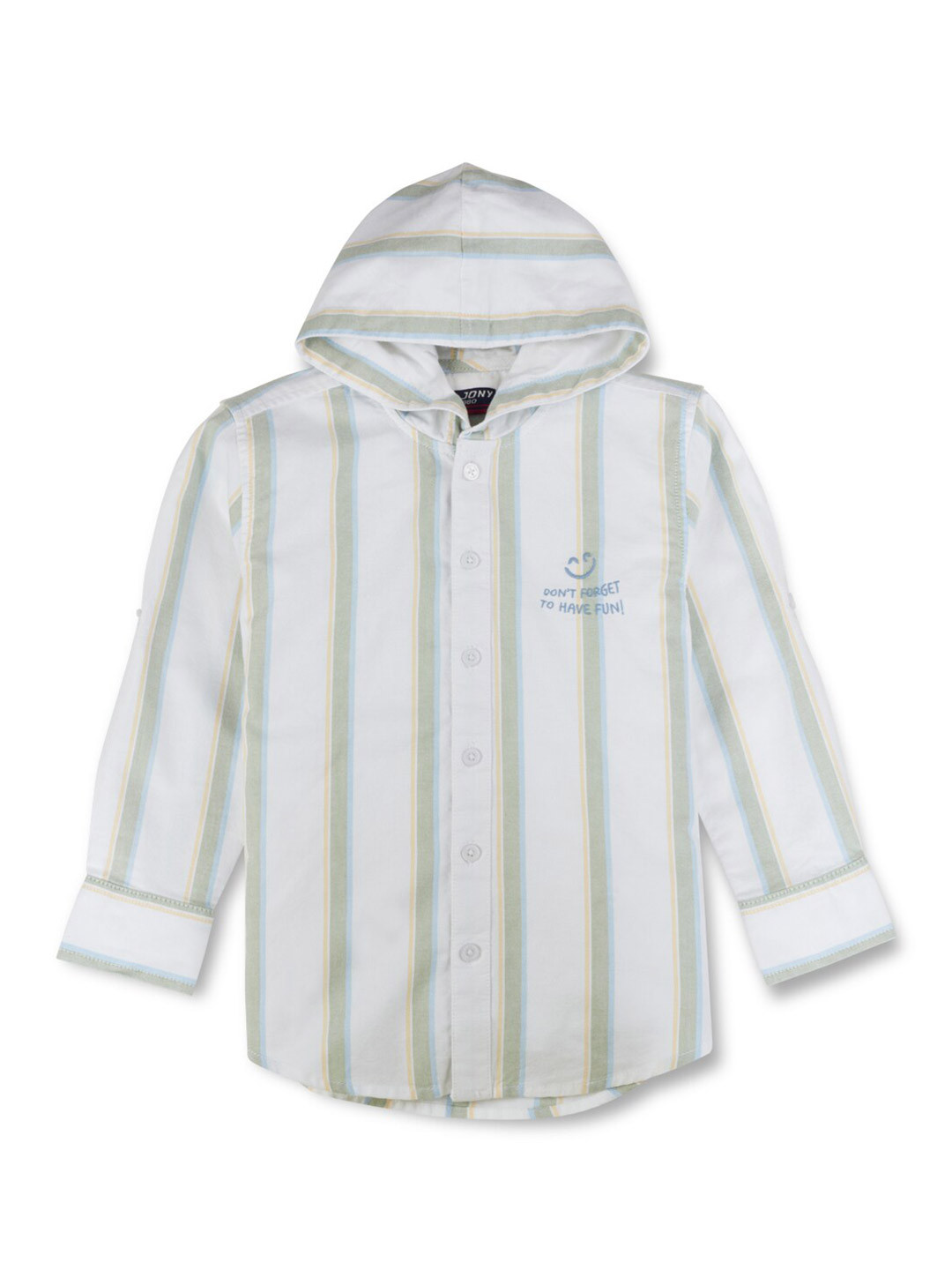 Gini and Jony Boys Vertical Stripes Hooded Cotton Shirt