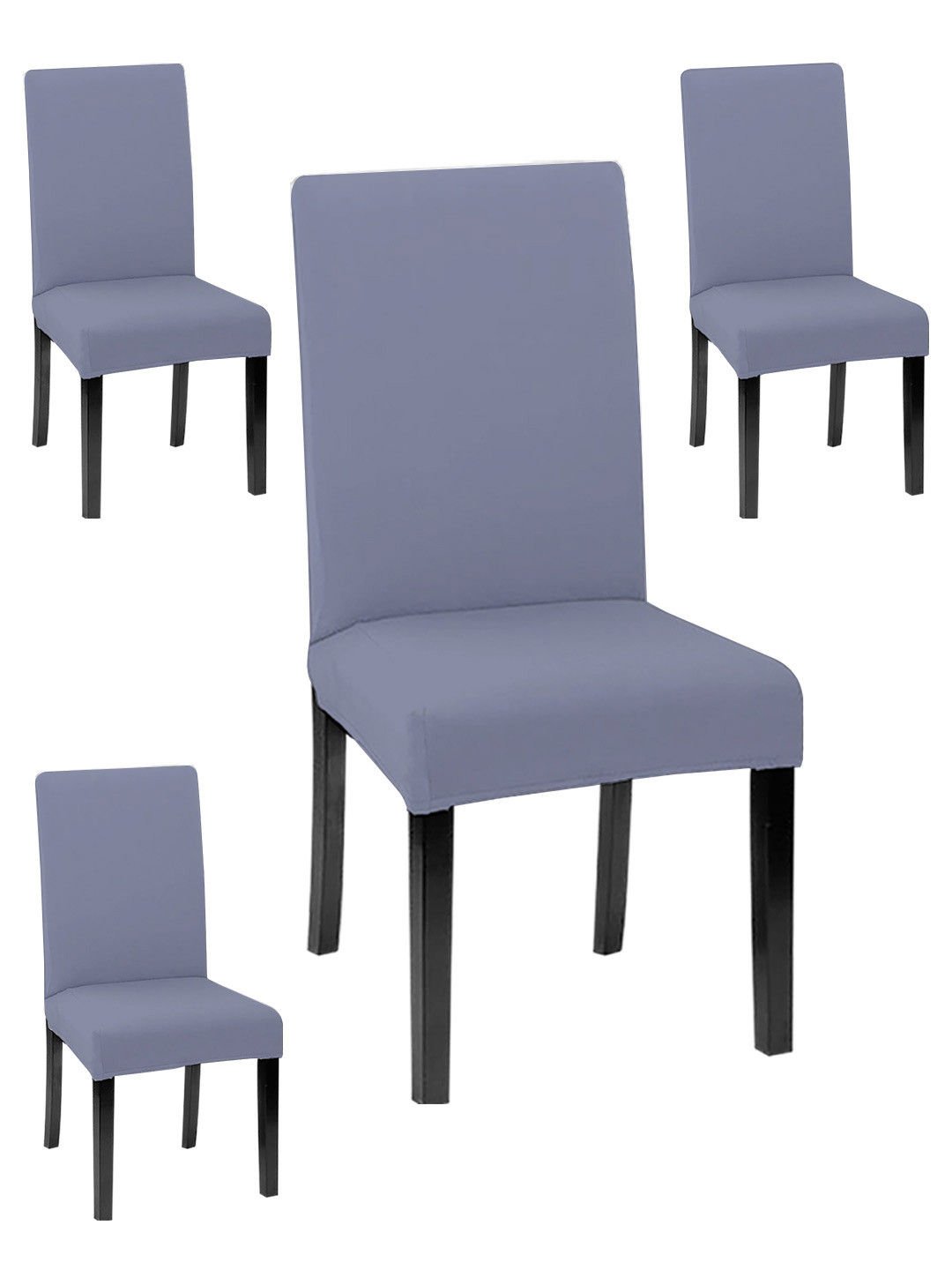 Lazi 200 GSM 4 Pieces Light Grey Solid Stretchable Dining Chair Covers