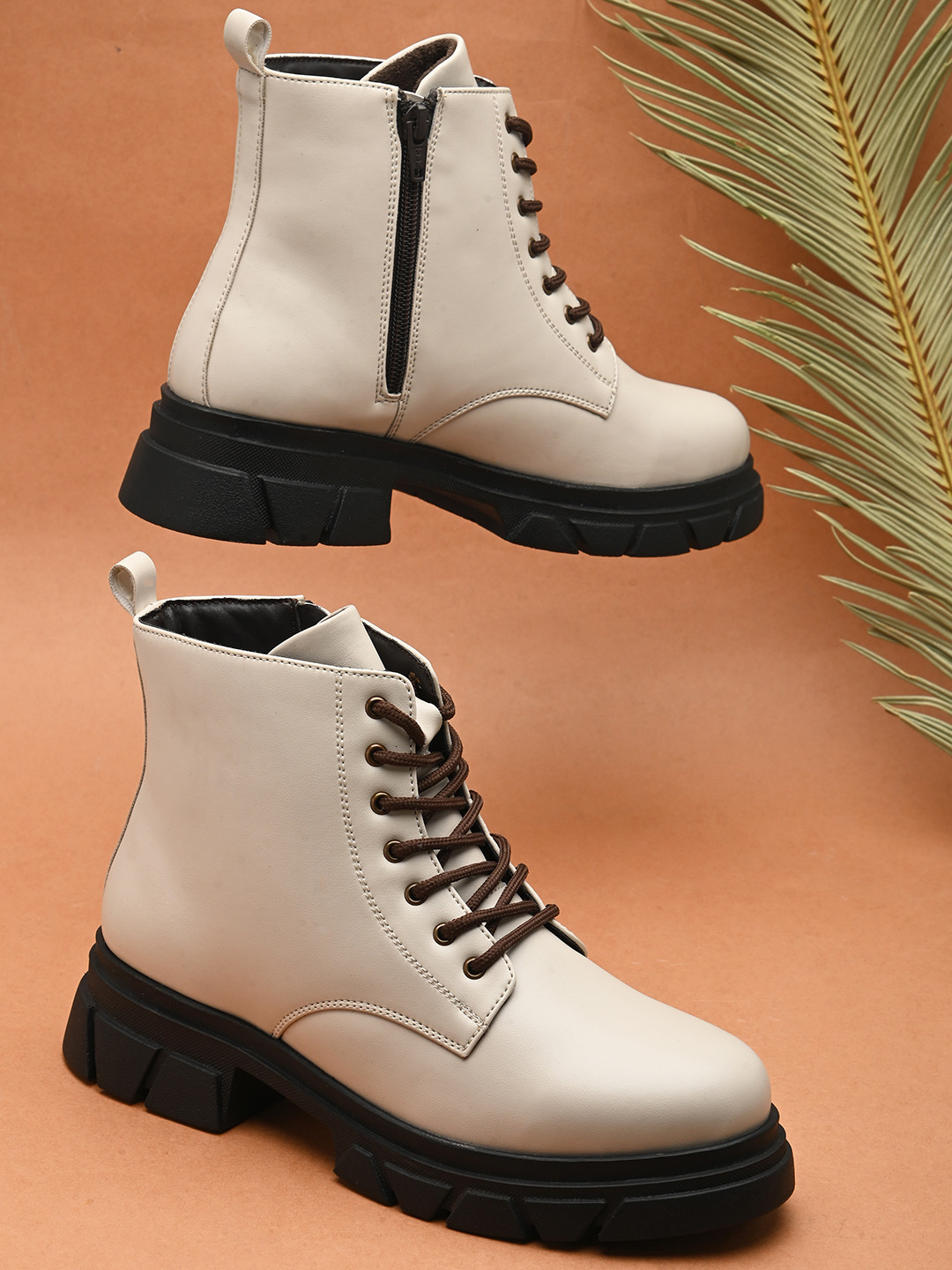 The Roadster Lifestyle Co. Women Cream Coloured Mid Top Platform Heel Regular Boots