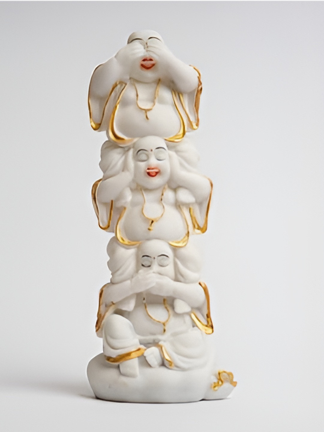 plumsville Gandhi Buddha White Marble Matte Prayer Room Small Showpiece - 8.3 Inches