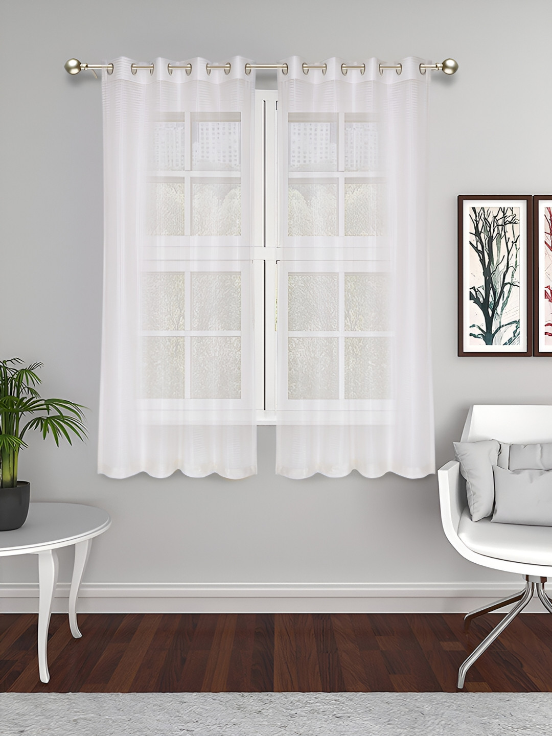 THE CONVERSION Tissue Cream 2 Pieces Window Curtain