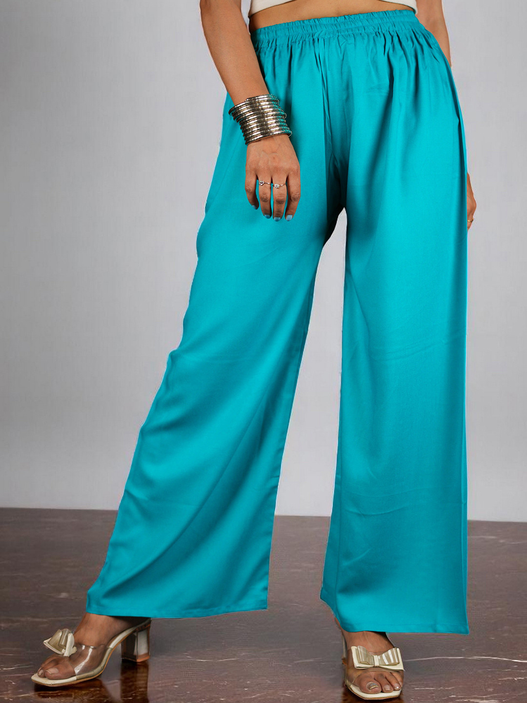 CKE  Women Relaxed Wide Leg Straight Fit Cotton Pleated Trousers