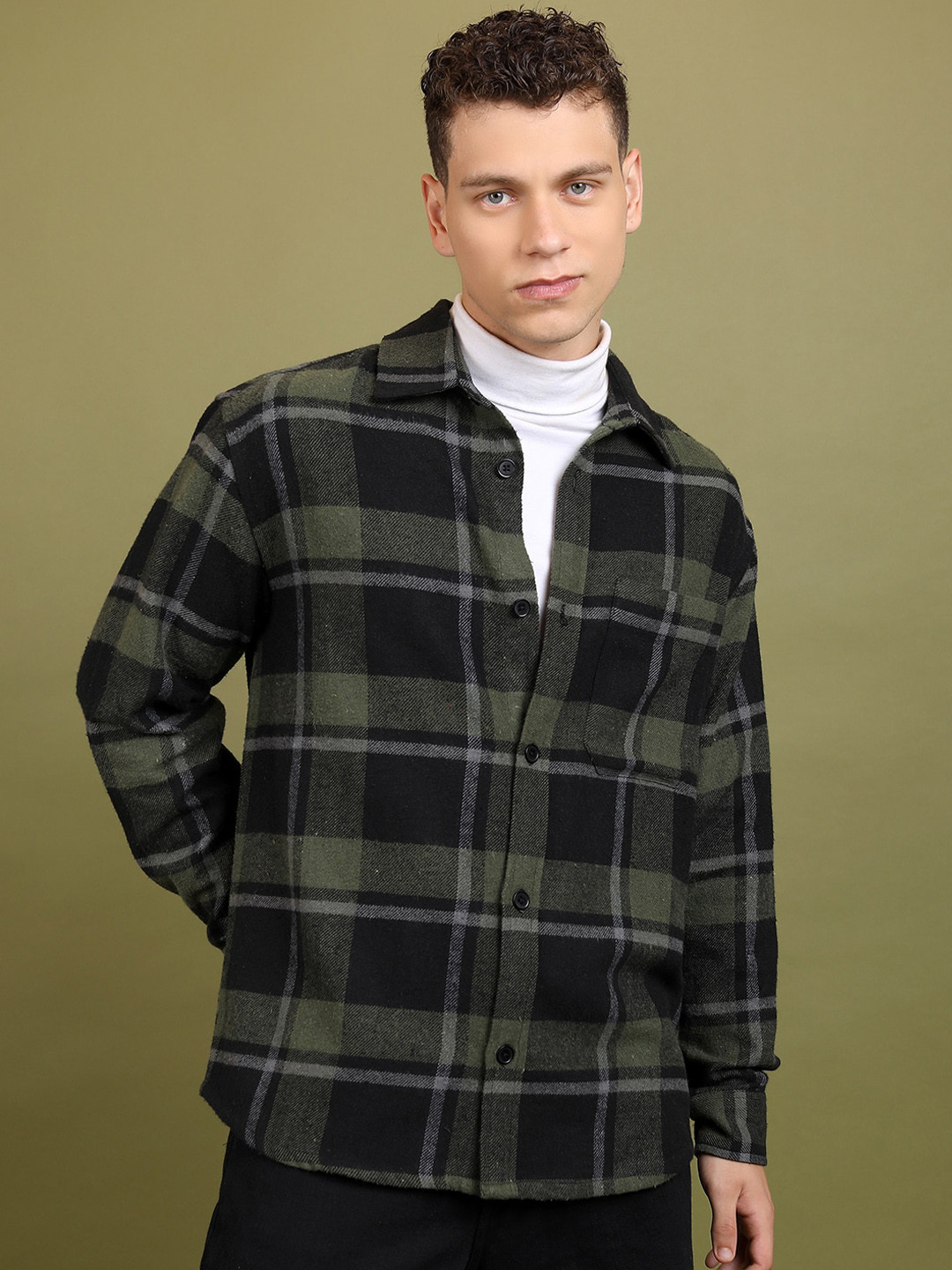 HIGHLANDER Checked Oversized Flannel Checked Shirt