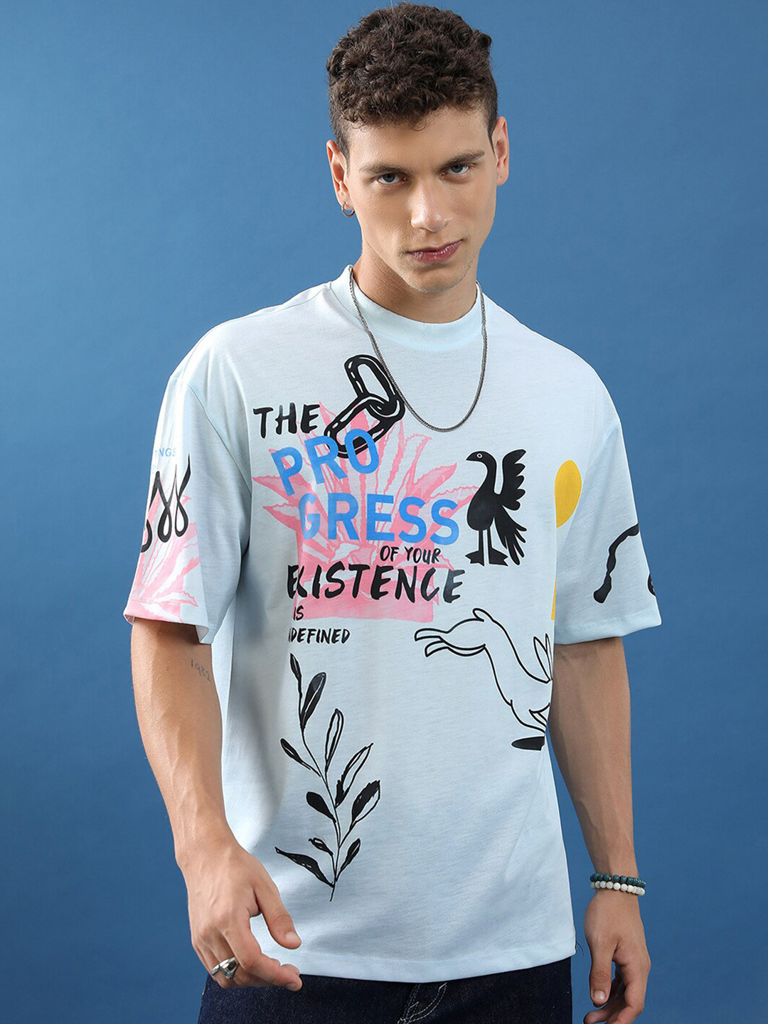 HIGHLANDER Typography Printed Drop Shoulder Oversized T-shirt