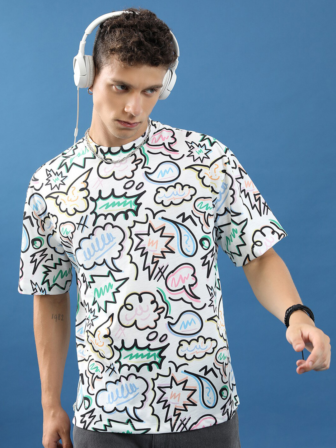HIGHLANDER Unisex Abstract Printed Slim Fit T-shirt