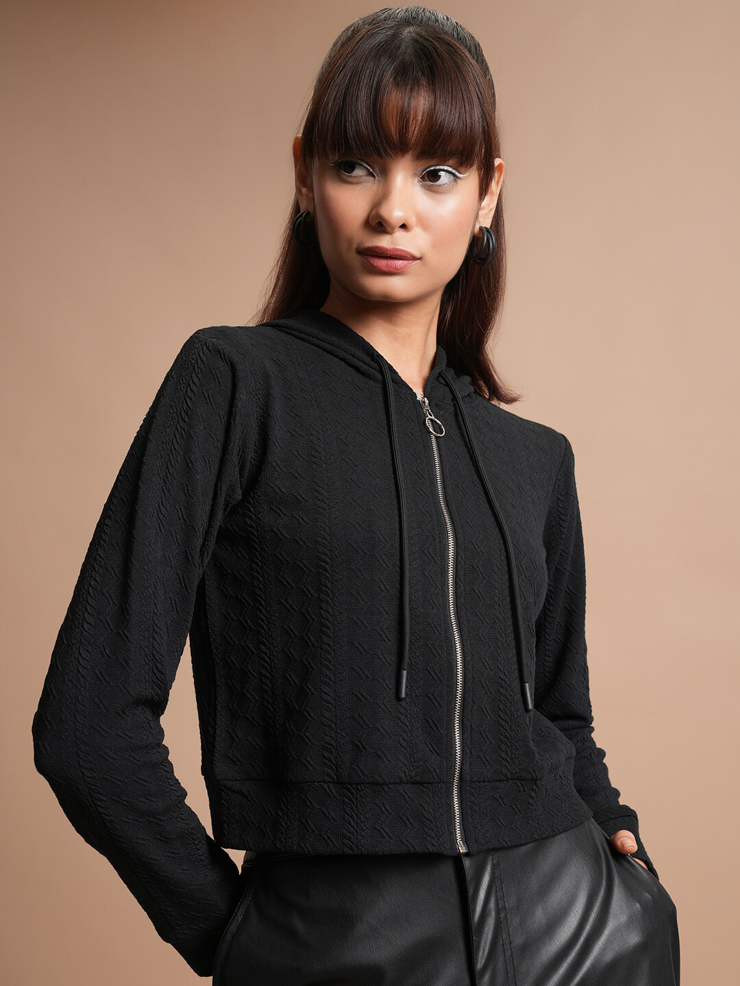 Tokyo Talkies Black Hooded Bomber Jacket