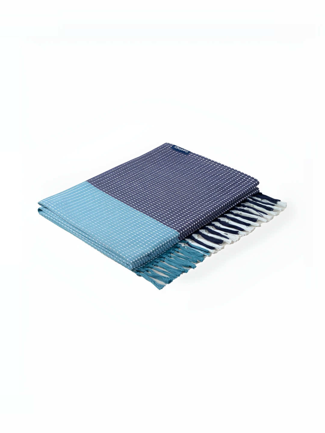 Liveology Harbour Blue Black Texture Striped Printed Cotton 200 GSM Bath Towel