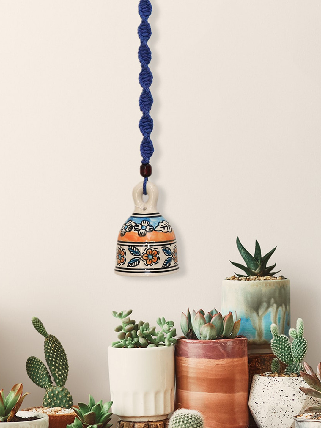 Gathari Gathari Macrame Ceramic Glossy Hanging Hall Wall Hangings-16.9In