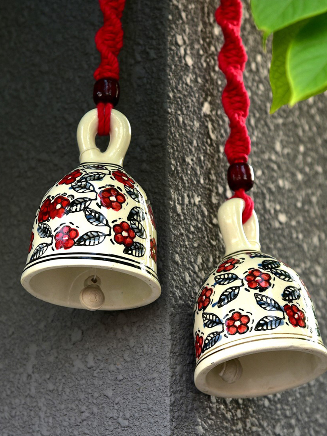 Gathari Gathari Macrame Ceramic Glossy Hanging Hall 2Pcs Wall Hangings-17In