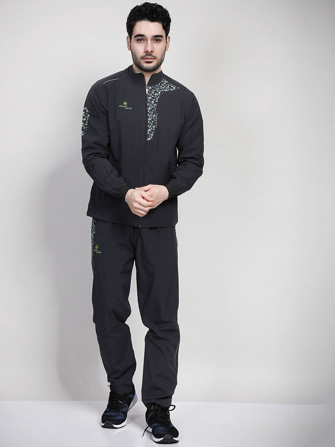 SPORT SUN Abstract Printed Mid-Rise Sweatshirt With Track Pant