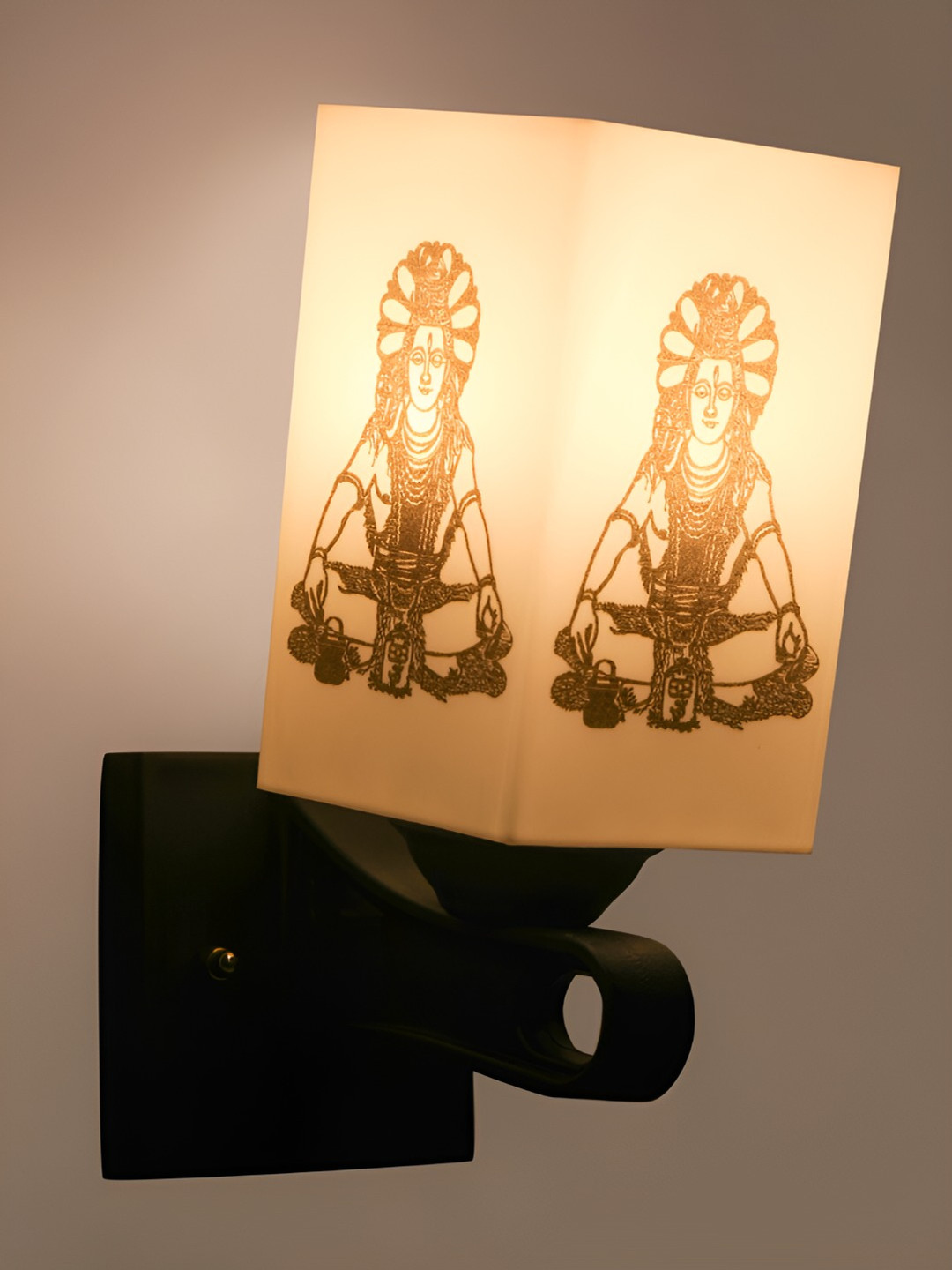 Gojeeva White Printed Acrylic Traditional Rectangle Shaped Wall Lamp