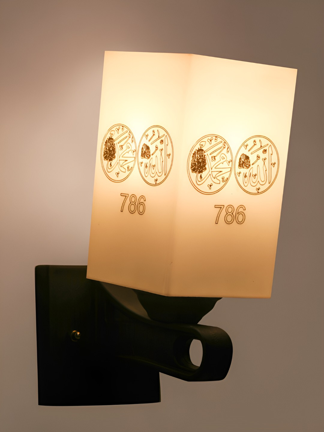 Gojeeva White & Black Printed Acrylic Traditional Rectangle Shaped Wall Lamp