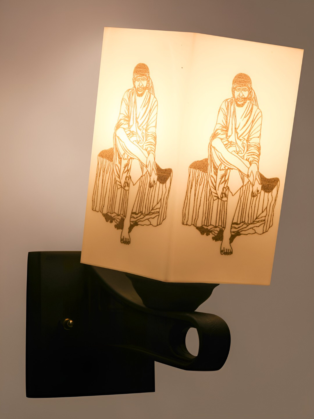 Gojeeva White Printed Acrylic Traditional Rectangle Wall Lamp