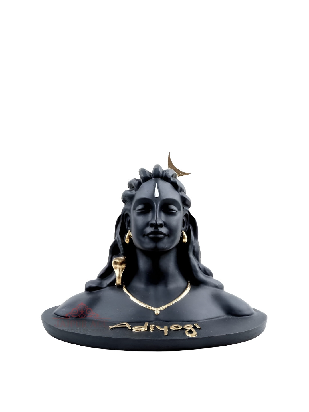 Navyaksh Adiyogi Shiva Black Polyresin Matte Prayer Room Small Showpiece - 2.8 Inches